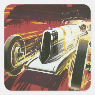 Vintage-Reiseposter, Monaco Grand Prix Autorennen Quadratischer Aufkleber
