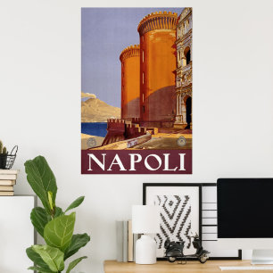Vintage Reiseposter, Neapel, Castel Nuovo Burg Poster