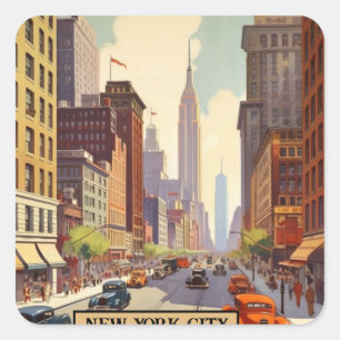 Vintage-Reiseposter New York City Quadratischer Aufkleber