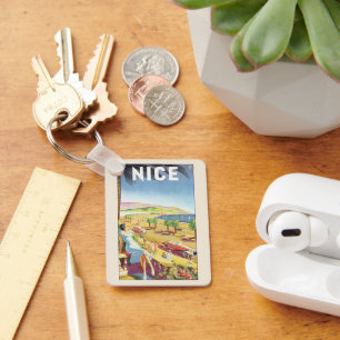 Vintage-Reiseposter, Nizza, Frankreich Französisch Schlüsselanhänger