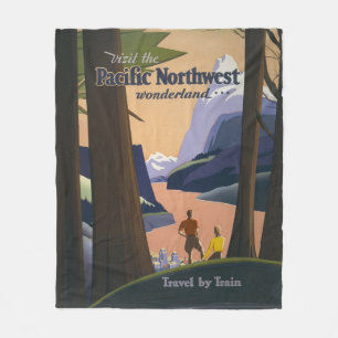 Vintage Reiseposter Pazifischer Nordwesten 1925 Zu Fleecedecke