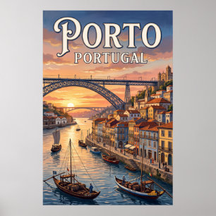 Vintage Reiseposter Porto Wandkunst Poster