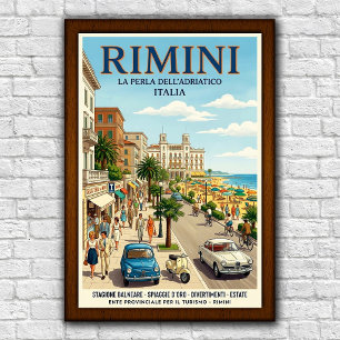 Vintage Reiseposter Rimini, Italien 1960er Jahre Poster