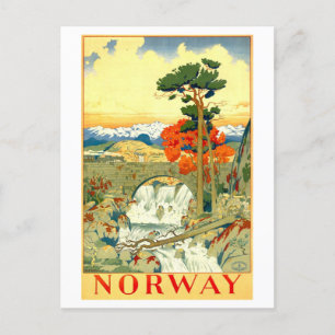 Vintage-Reiseposter von Norwegen Postkarte