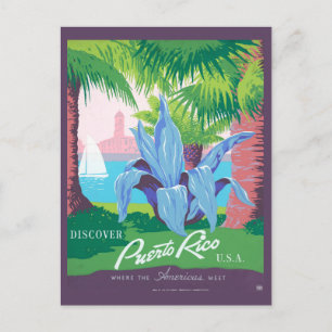 Vintage Reiseposter zur Förderung Puerto Ricos 2 Postkarte