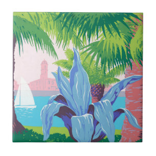 Vintage Reiseposter zur Förderung von Puerto Rico Fliese