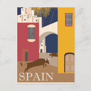 Vintage-Reisepostkarte Spanien Stier Feiertagspostkarte