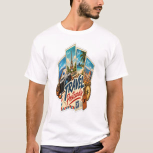Vintage-Reisepostkarten-Aufkleber – Retro-Welt T-Shirt