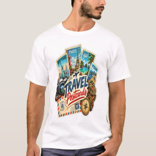 Vintage-Reisepostkarten-Aufkleber – Retro-Welt T-Shirt