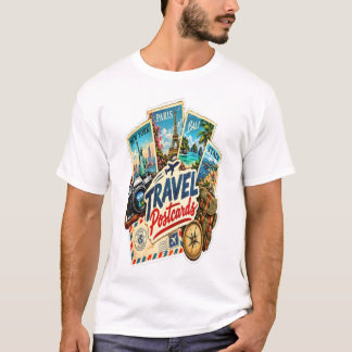 Vintage-Reisepostkarten-Aufkleber – Retro-Welt T-Shirt