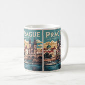 Vintage Reiseprague tschechische Geschenke, Boote Kaffeetasse (VorderseiteRechts)