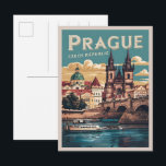 Vintage Reiseprague tschechische Geschenke, Boote Postkarte<br><div class="desc">Prag ist eine schöne Stadt in der Tschechischen Republik mit einer großen Burg, alten Gebäude und hübschen Brücken. Sie können viele lustige Dinge sehen, wie die Astronomische Uhr und die Karlsbrücke. Sie können coole Produkte mit Bildern von Prag machen, um sich an Ihren Besuch zu erinnern. Stellen Sie sich Postkarten,...</div>