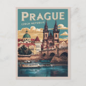 Vintage Reiseprague tschechische Geschenke, Boote Postkarte (Vorderseite)