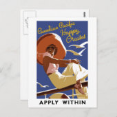 Vintage Reiseroute Postkarte (Vorne/Hinten)