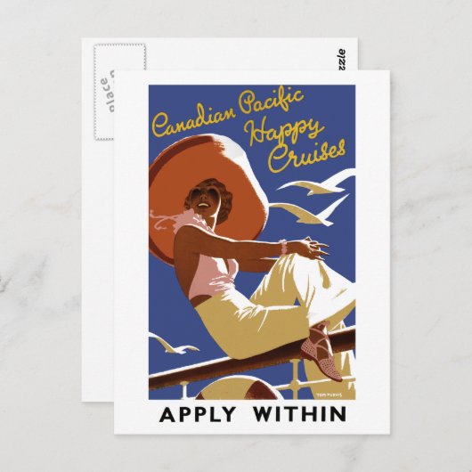 Vintage Reiseroute Postkarte (Vorne/Hinten)