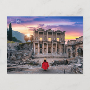 Vintage Reisestadt Izmir Türkei Ephesus Akropolis Postkarte