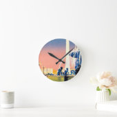 Vintage Reisewerbung in Paris Runde Wanduhr (Zuhause)