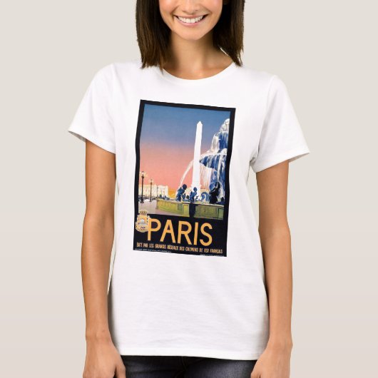 Vintage Reisewerbung in Paris T-Shirt (Vorderseite)