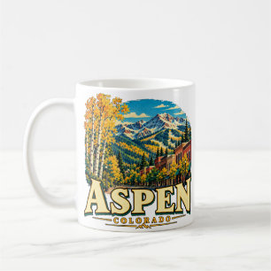 Vintage Reiseziel Aspen Colorado Kunst Wahrzeichen Kaffeetasse