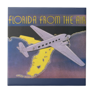 Vintage-Reisposter, Florida aus der Luft Flugzeug Fliese