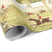Vintage Reiter und Jagd auf Hunde Geschenkpapier (Rolleneckpunkt)