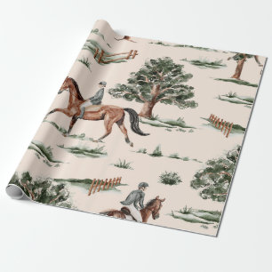 Vintage-Reiter-Wasserfarbenmuster Geschenkpapier