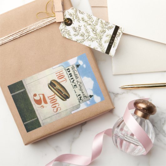 Vintage Reklametafeln, weltweit größter Antrieb in Rechteckiger Aufkleber (Schenken)