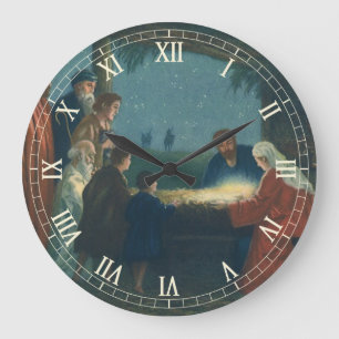 Vintage Religion, Anbetung der Hirten Große Wanduhr