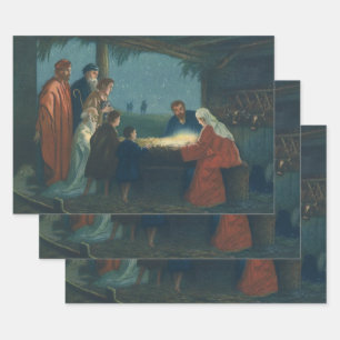 Vintage Religion, Bewunderung der Hirten Geschenkpapier Set
