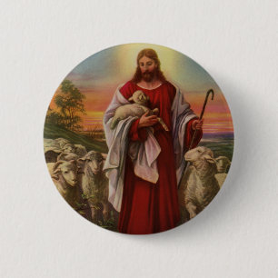 Vintage Religion, Christus, der gute Hirte Button