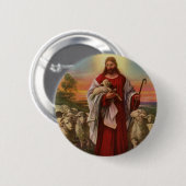 Vintage Religion, Christus, der gute Hirte Button (Vorne & Hinten)