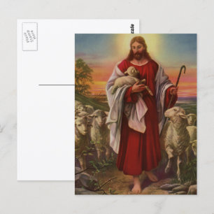 Vintage Religion, Christus der gute Hirte Herde Postkarte