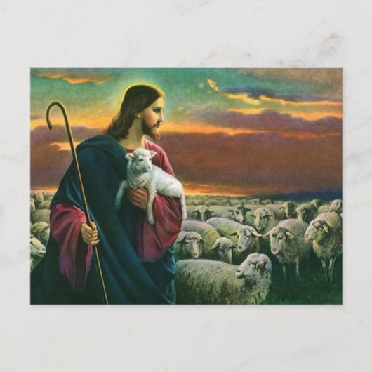 Vintage Religion, Christus guter Hirte mit Flock Postkarte (Vorderseite)