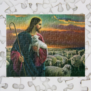 Vintage Religion, Christus guter Hirte mit Flock Puzzle