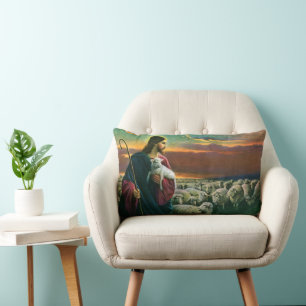 Vintage Religion, Christus guter Hirte mit Herde Lendenkissen