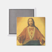 Vintage Religion, heiliges Herz Jesu Christi Magnet (Vorderseite/Rückseite)