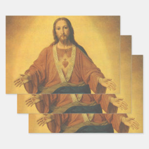 Vintage Religion, Heiligstes Herz Jesu Christi Geschenkpapier Set