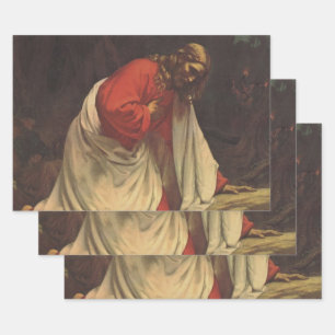 Vintage Religion Jesus Christus Garten von Gethsem Geschenkpapier Set