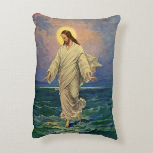 Vintage Religion, Jesus Christus geht auf dem Wass Dekokissen