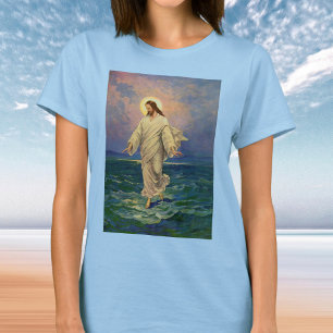 Vintage Religion, Jesus Christus geht auf dem Wass T-Shirt