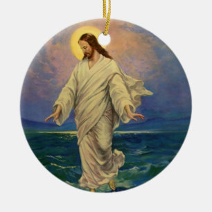 Vintage Religion, Jesus Christus läuft auf dem Was Keramik Ornament