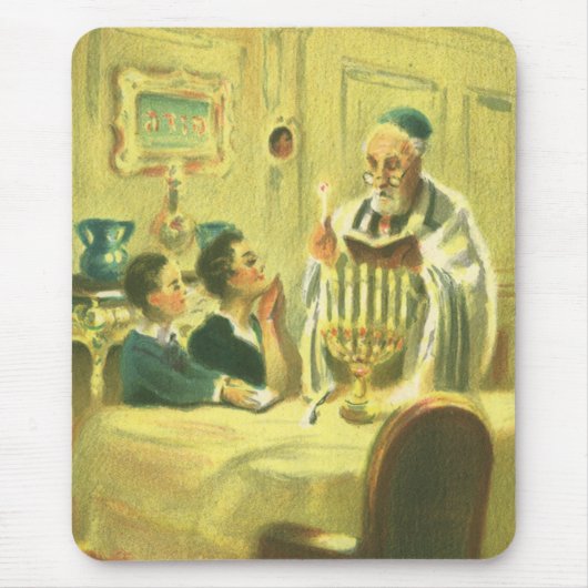 Vintage Religion, Judentum, Licht der Menorah Mousepad (Vorne)