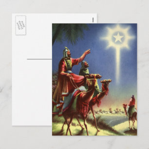 Vintage Religion, Weise Männer mit dem Stern von B Feiertagspostkarte