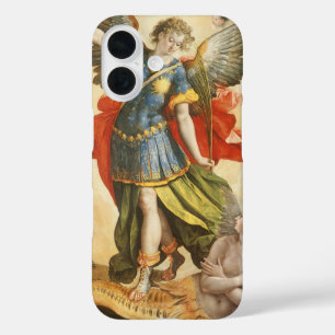 Vintage religiös, Heiliger Michael besiegt Luzifer iPhone 16 Hülle