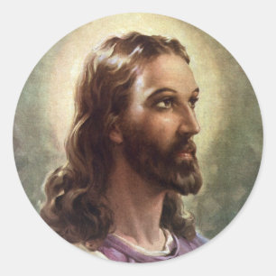 Vintage religiös, Jesus-Christus-Porträt mit Heili Runder Aufkleber