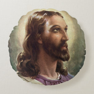 Vintage religiös, Jesus Christus Porträt mit Heili Rundes Kissen