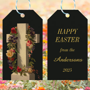 Vintage religiöse florale Kreuz Jesus Ostern Geschenkanhänger