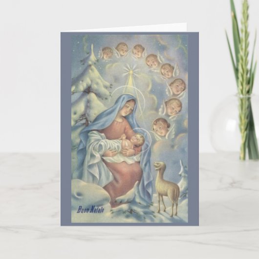 Vintage religiöse italienische Weihnachtskarte Feiertagskarte (Vorderseite)