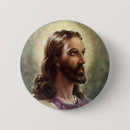 Vintage Religiöse, Jesus Christus Portrait mit Hal Button