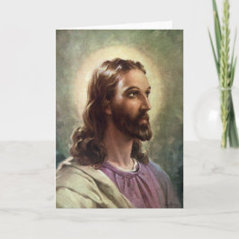 Vintage Religiöse, Jesus Christus Portrait mit Hal Karte